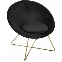 Fauteuil Evan Noir Piètement Doré Atmosphera - Noir - Noir Et Doré