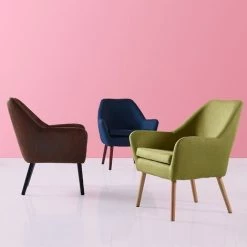 Fauteuil Cabriolet Rétro Moderne Tissu Effet Vieilli Salon Teamson Home Divano VNF00033AFEU - Marron -Pas Cher Fauteuil Magasin 24338566 3