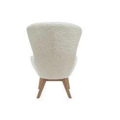 MILIBOO Fauteuil Scandinave Tissu Blanc Effet Peau De Mouton Et Bois ESKUA - Blanc Cassé -Pas Cher Fauteuil Magasin 24376131 4