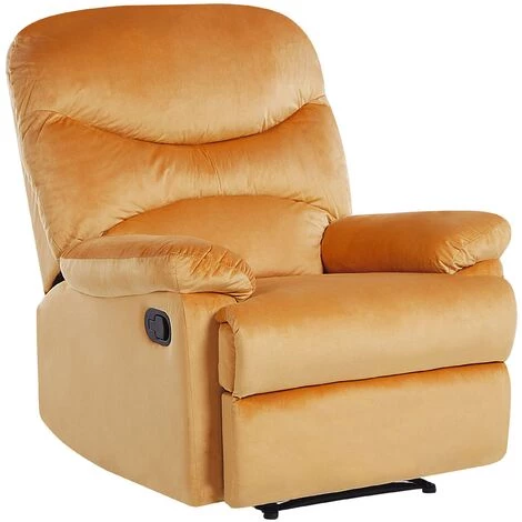 BELIANI Fauteuil De Relaxation En Velours Jaune - Jaune 3 BELIANI Fauteuil De Relaxation En Velours Jaune - Jaune