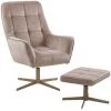 BELIANI Fauteuil En Velours Beige Avec Repose-pieds Assorti - Beige 1 BELIANI Fauteuil En Velours Beige Avec Repose-pieds Assorti - Beige -Pas Cher Fauteuil Magasin 24461354 1