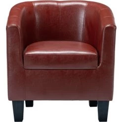 YOUTHUP Fauteuil Avec Repose-pied Rouge Bordeaux Similicuir - Rouge -Pas Cher Fauteuil Magasin 24525860 4