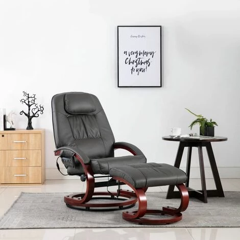 YOUTHUP Fauteuil De Massage Avec Repose-pied Gris Similicuir - Gris 3 YOUTHUP Fauteuil De Massage Avec Repose-pied Gris Similicuir - Gris