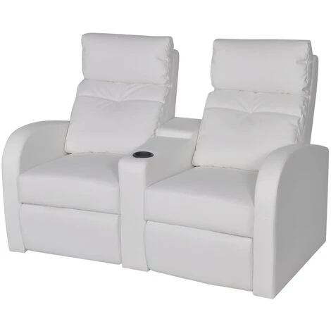 VidaXL Fauteuil Inclinable à 2 Places Cuir Synthétique Blanc Modèle 1 - Blanc 3 VidaXL Fauteuil Inclinable à 2 Places Cuir Synthétique Blanc Modèle 1 - Blanc