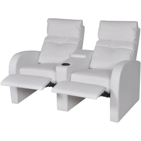VidaXL Fauteuil Inclinable à 2 Places Cuir Synthétique Blanc Modèle 1 - Blanc 4 VidaXL Fauteuil Inclinable à 2 Places Cuir Synthétique Blanc Modèle 1 - Blanc – Image 2