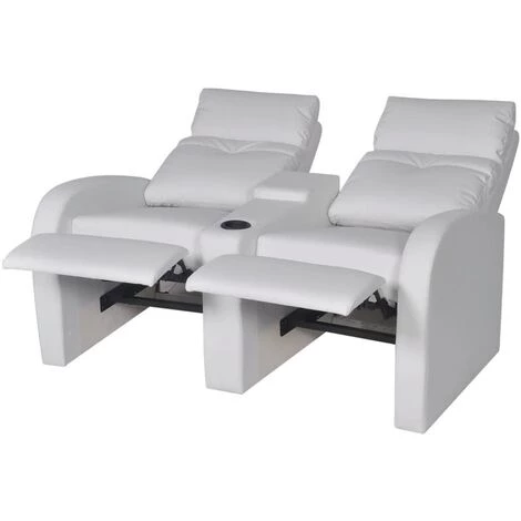 VidaXL Fauteuil Inclinable à 2 Places Cuir Synthétique Blanc Modèle 1 - Blanc 5 VidaXL Fauteuil Inclinable à 2 Places Cuir Synthétique Blanc Modèle 1 - Blanc – Image 3