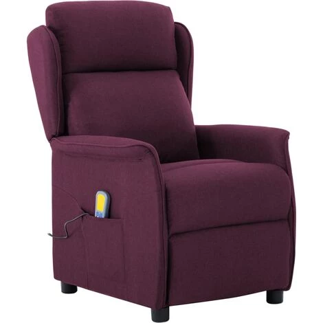 Fauteuil Inclinable De Massage Tissu Violet VidaXL 4 Fauteuil Inclinable De Massage Tissu Violet VidaXL – Image 2