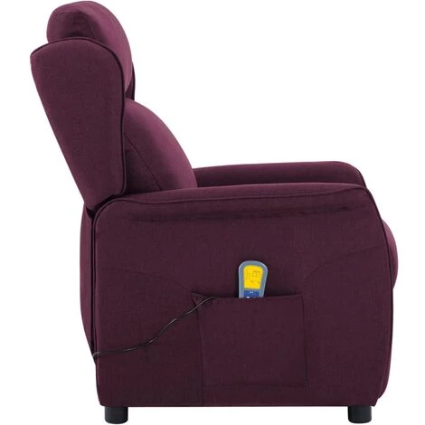 Fauteuil Inclinable De Massage Tissu Violet VidaXL 5 Fauteuil Inclinable De Massage Tissu Violet VidaXL – Image 3