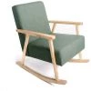 INTEMPORA Fauteuil à Bascule Vert Chiné Avec Pied En Bois Tropical 60X79X78CM - VERT EMERAUDE -Pas Cher Fauteuil Magasin 24928872 1