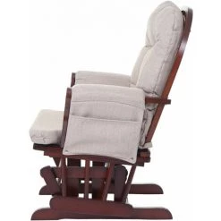 Fauteuil à Bascule HHG-721, Avec Repose-pied, Tissu ~ Crème-gris -Pas Cher Fauteuil Magasin 24932289 5