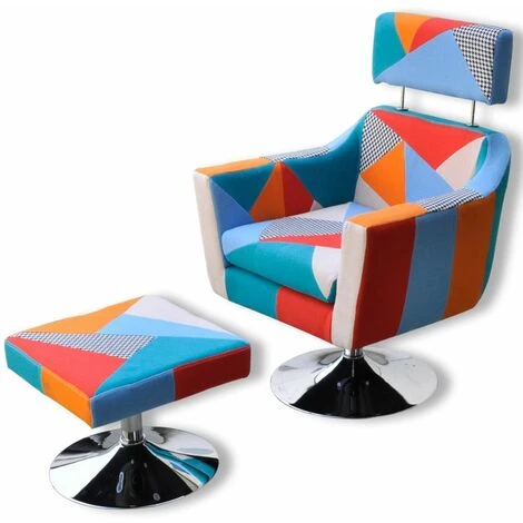 Hommoo Fauteuil TV Avec Design De Patchwork Tissu HDV08496 3 Hommoo Fauteuil TV Avec Design De Patchwork Tissu HDV08496