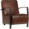 HELLOSHOP26 Fauteuil Chaise Siège Lounge Design Club Sofa Salon Marron Cuir Véritable - Marron