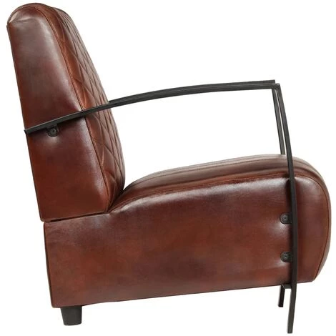 HELLOSHOP26 Fauteuil Chaise Siège Lounge Design Club Sofa Salon Marron Cuir Véritable - Marron 5 HELLOSHOP26 Fauteuil Chaise Siège Lounge Design Club Sofa Salon Marron Cuir Véritable - Marron – Image 3