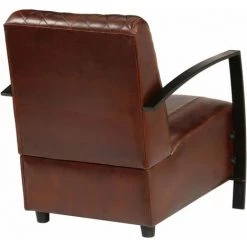 HELLOSHOP26 Fauteuil Chaise Siège Lounge Design Club Sofa Salon Marron Cuir Véritable - Marron 10 HELLOSHOP26 Fauteuil Chaise Siège Lounge Design Club Sofa Salon Marron Cuir Véritable - Marron -Pas Cher Fauteuil Magasin 25034301 4