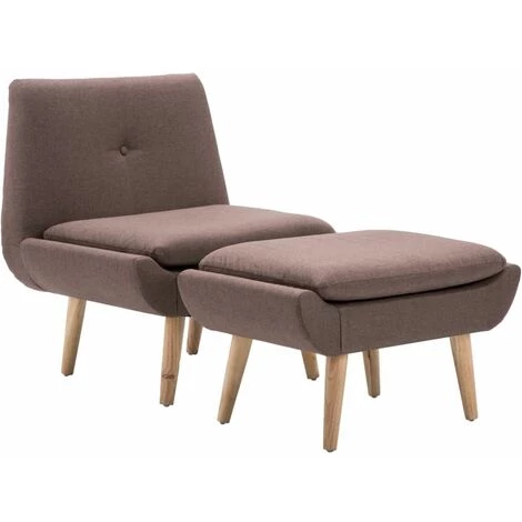 Hommoo Fauteuil Sans Accoudoirs Avec Repose-pied Marron Tissu HDV12896 4 Hommoo Fauteuil Sans Accoudoirs Avec Repose-pied Marron Tissu HDV12896 – Image 2