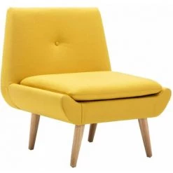 Hommoo Fauteuil Sans Accoudoirs Jaune Tissu HDV12902 -Pas Cher Fauteuil Magasin 25070160 2