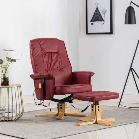 Hommoo Fauteuil De Massage Avec Repose-pieds Rouge Bordeaux Similicuir HDV14164 3 Hommoo Fauteuil De Massage Avec Repose-pieds Rouge Bordeaux Similicuir HDV14164