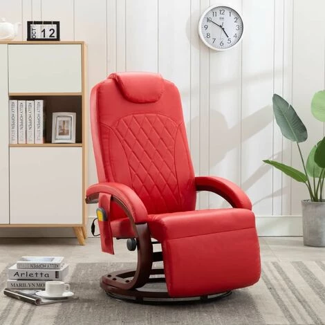 Hommoo Fauteuil De Massage TV Rouge Similicuir HDV14259 3 Hommoo Fauteuil De Massage TV Rouge Similicuir HDV14259