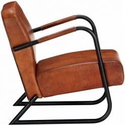 Hommoo Fauteuil De Repos Marron Cuir Veritable HDV23948 -Pas Cher Fauteuil Magasin 25135244 3