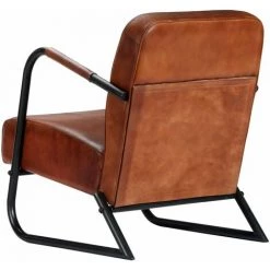 Hommoo Fauteuil De Repos Marron Cuir Veritable HDV23948 -Pas Cher Fauteuil Magasin 25135244 4