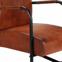 Hommoo Fauteuil De Repos Marron Cuir Veritable HDV23948 -Pas Cher Fauteuil Magasin 25135244 5