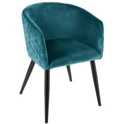 Fauteuil Velours Bleu Canard Marlo Atmosphera