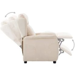 YOUTHUP Fauteuil Inclinable Crème Tissu - Crème 10 YOUTHUP Fauteuil Inclinable Crème Tissu - Crème -Pas Cher Fauteuil Magasin 25354834 4
