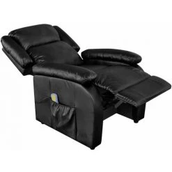 Hommoo Fauteuil De Massage Noir Similicuir HDV09336 -Pas Cher Fauteuil Magasin 25376116 3