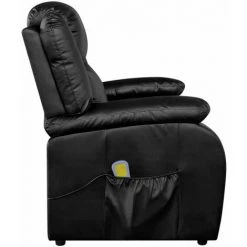 Hommoo Fauteuil De Massage Noir Similicuir HDV09336 -Pas Cher Fauteuil Magasin 25376116 4