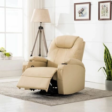 Hommoo Fauteuil A Bascule De Massage Cr豕me Similicuir HDV12563 3 Hommoo Fauteuil A Bascule De Massage Cr豕me Similicuir HDV12563