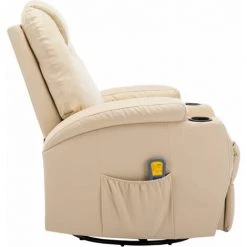 Hommoo Fauteuil A Bascule De Massage Cr豕me Similicuir HDV12563 10 Hommoo Fauteuil A Bascule De Massage Cr豕me Similicuir HDV12563 -Pas Cher Fauteuil Magasin 25376145 4