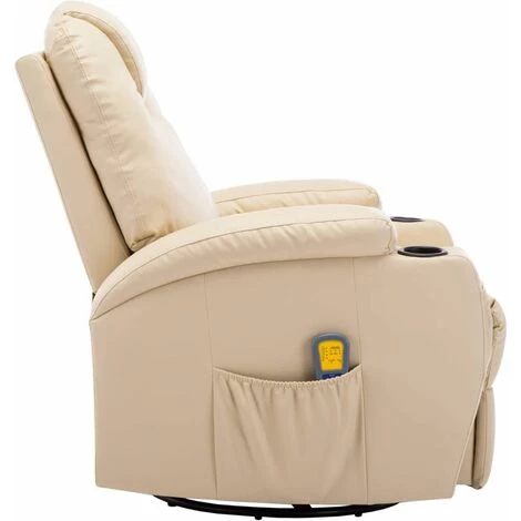 Hommoo Fauteuil A Bascule De Massage Cr豕me Similicuir HDV12563 6 Hommoo Fauteuil A Bascule De Massage Cr豕me Similicuir HDV12563 – Image 4