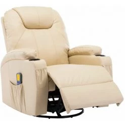 Hommoo Fauteuil A Bascule De Massage Cr豕me Similicuir HDV12563 11 Hommoo Fauteuil A Bascule De Massage Cr豕me Similicuir HDV12563 -Pas Cher Fauteuil Magasin 25376145 5
