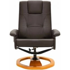Hommoo Fauteuil De Massage Avec Repose-pied Marron Similicuir HDV14069 -Pas Cher Fauteuil Magasin 25376156 4