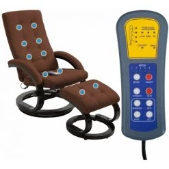Hommoo Fauteuil De Massage Avec Repose-pieds Marron Tissu En Daim HDV14095 -Pas Cher Fauteuil Magasin 25376169 3