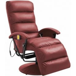 Hommoo Fauteuil De Massage TV Rouge Bordeaux Similicuir HDV14108