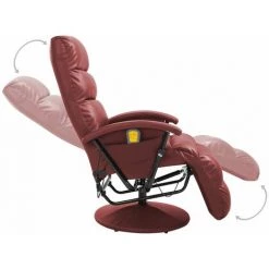 Hommoo Fauteuil De Massage TV Rouge Bordeaux Similicuir HDV14108 -Pas Cher Fauteuil Magasin 25376193 5