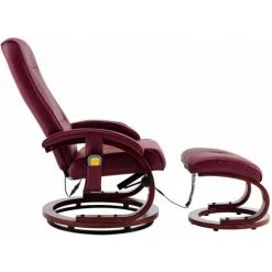 Hommoo Fauteuil De Massage Avec Repose-pieds Rouge Bordeaux Similicuir HDV14140 -Pas Cher Fauteuil Magasin 25376260 4