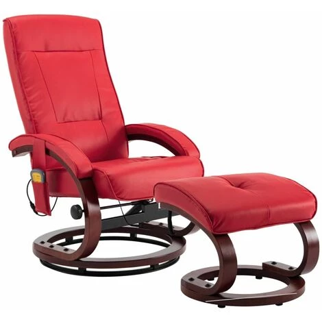 Hommoo Fauteuil De Massage Avec Repose-pieds Rouge Similicuir HDV14141 4 Hommoo Fauteuil De Massage Avec Repose-pieds Rouge Similicuir HDV14141 – Image 2