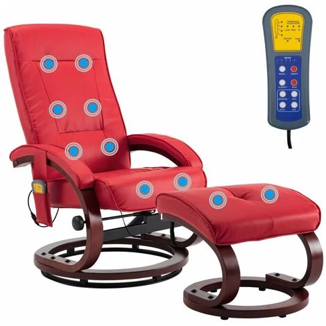 Hommoo Fauteuil De Massage Avec Repose-pieds Rouge Similicuir HDV14141 7 Hommoo Fauteuil De Massage Avec Repose-pieds Rouge Similicuir HDV14141 – Image 5