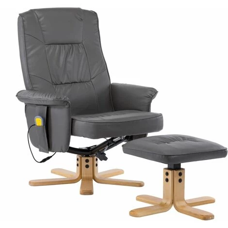 Hommoo Fauteuil De Massage Avec Repose-pieds Gris Similicuir HDV14161 4 Hommoo Fauteuil De Massage Avec Repose-pieds Gris Similicuir HDV14161 – Image 2