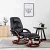 Hommoo Fauteuil De Massage Avec Repose-pieds Noir Similicuir HDV14242