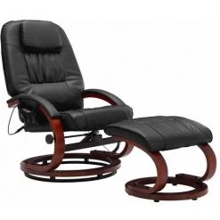 Hommoo Fauteuil De Massage Avec Repose-pieds Noir Similicuir HDV14242 -Pas Cher Fauteuil Magasin 25376405 2