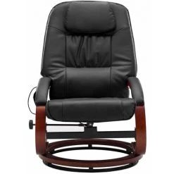 Hommoo Fauteuil De Massage Avec Repose-pieds Noir Similicuir HDV14242 -Pas Cher Fauteuil Magasin 25376405 5