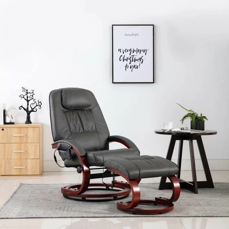 Hommoo Fauteuil De Massage Avec Repose-pied Gris Similicuir HDV14243 3 Hommoo Fauteuil De Massage Avec Repose-pied Gris Similicuir HDV14243