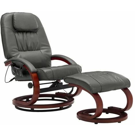 Hommoo Fauteuil De Massage Avec Repose-pied Gris Similicuir HDV14243 4 Hommoo Fauteuil De Massage Avec Repose-pied Gris Similicuir HDV14243 â Image 2