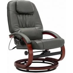 Hommoo Fauteuil De Massage Avec Repose-pied Gris Similicuir HDV14243 10 Hommoo Fauteuil De Massage Avec Repose-pied Gris Similicuir HDV14243 -Pas Cher Fauteuil Magasin 25376409 4