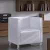 Hommoo Fauteuil Cube Blanc Similicuir HDV08017 -Pas Cher Fauteuil Magasin 25376673 1