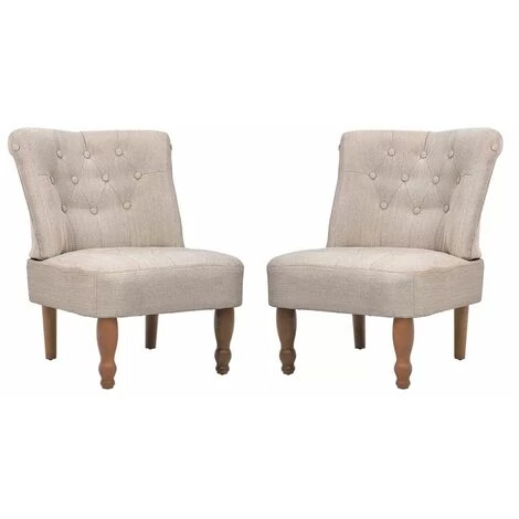 Hommoo Chaises En Style Fran?ais 2 Pcs Cr豕me Tissu HDV08151 4 Hommoo Chaises En Style Fran?ais 2 Pcs Cr豕me Tissu HDV08151 – Image 2