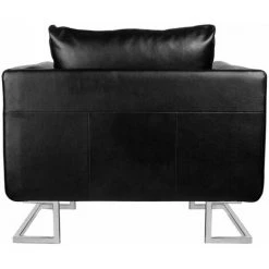 Hommoo Fauteuil Cube Avec Pieds Chromes Noir Similicuir HDV08486 -Pas Cher Fauteuil Magasin 25376763 3